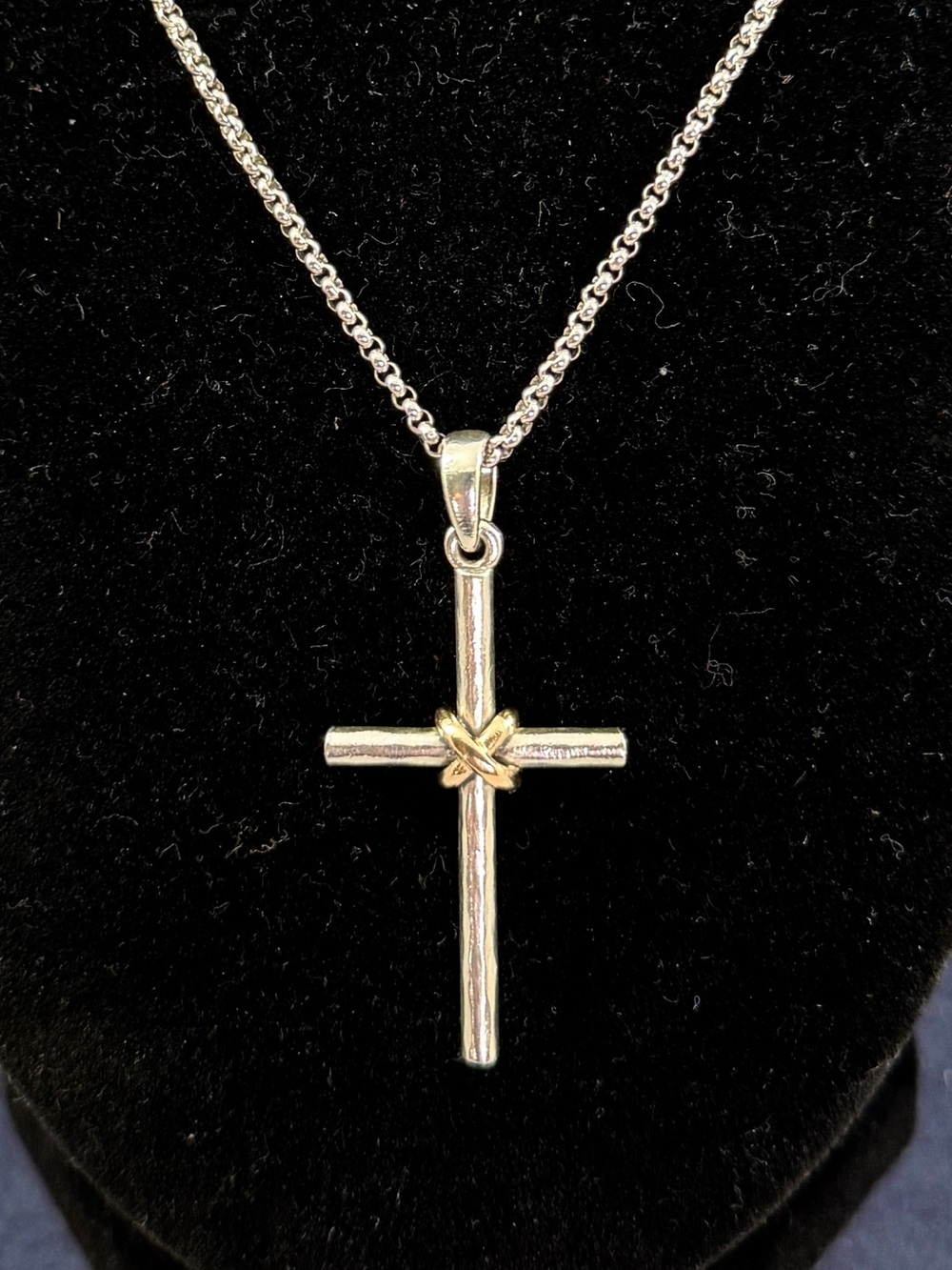 JAMES AVERY Sterling Silver 14K Yellow Gold Wrap Forged Cross Pendant Necklace